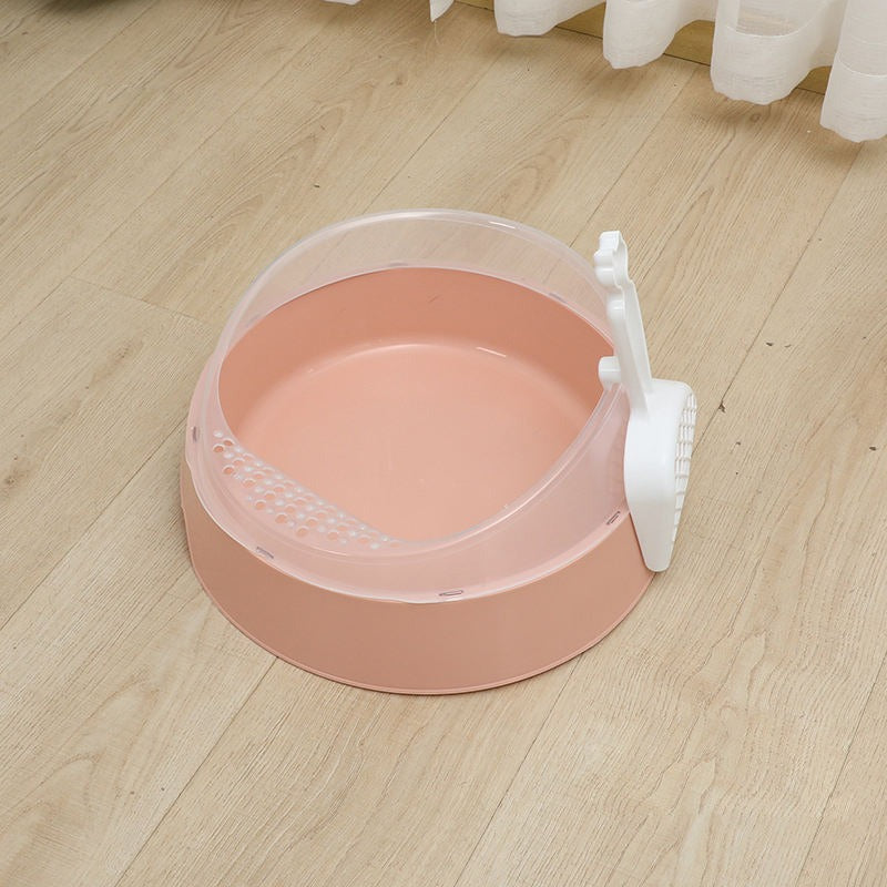 Large Semi-Enclosed Cat Litter Box with Scoop — Easy Access & Odor Control for Senior Cats - ICYSTA