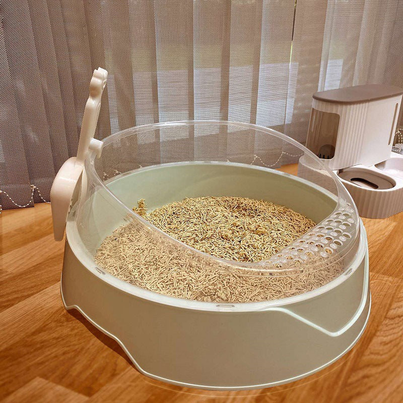 Large Semi-Enclosed Cat Litter Box with Scoop — Easy Access & Odor Control for Senior Cats - ICYSTA