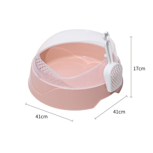 Large Semi-Enclosed Cat Litter Box with Scoop — Easy Access & Odor Control for Senior Cats - ICYSTA