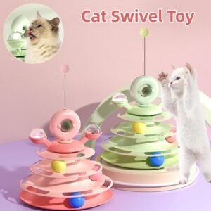 "4-Level Cat Toy Tower - Smart Fun with Rolling Balls & Interactive Training!"