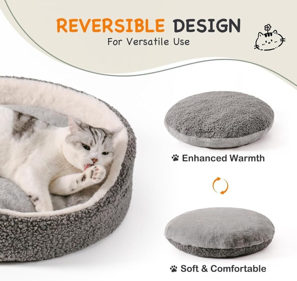 Washable Pet Bed – Orthopedic Plush Round Bed for Small Dogs & Cats - Image 4
