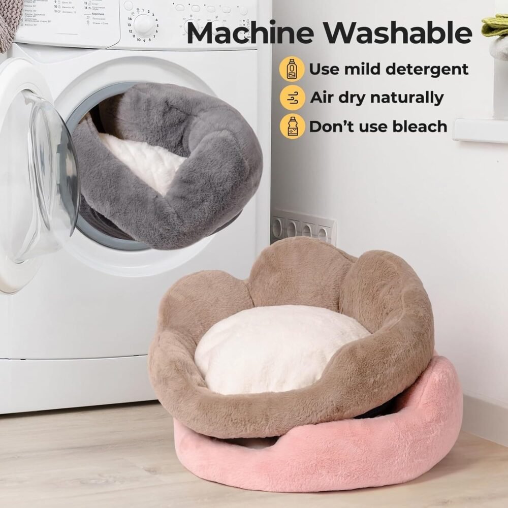 Fluffy Pet Bed – Washable Cat & Small Dog Sofa Bed with Non-Slip Bottom - Image 3