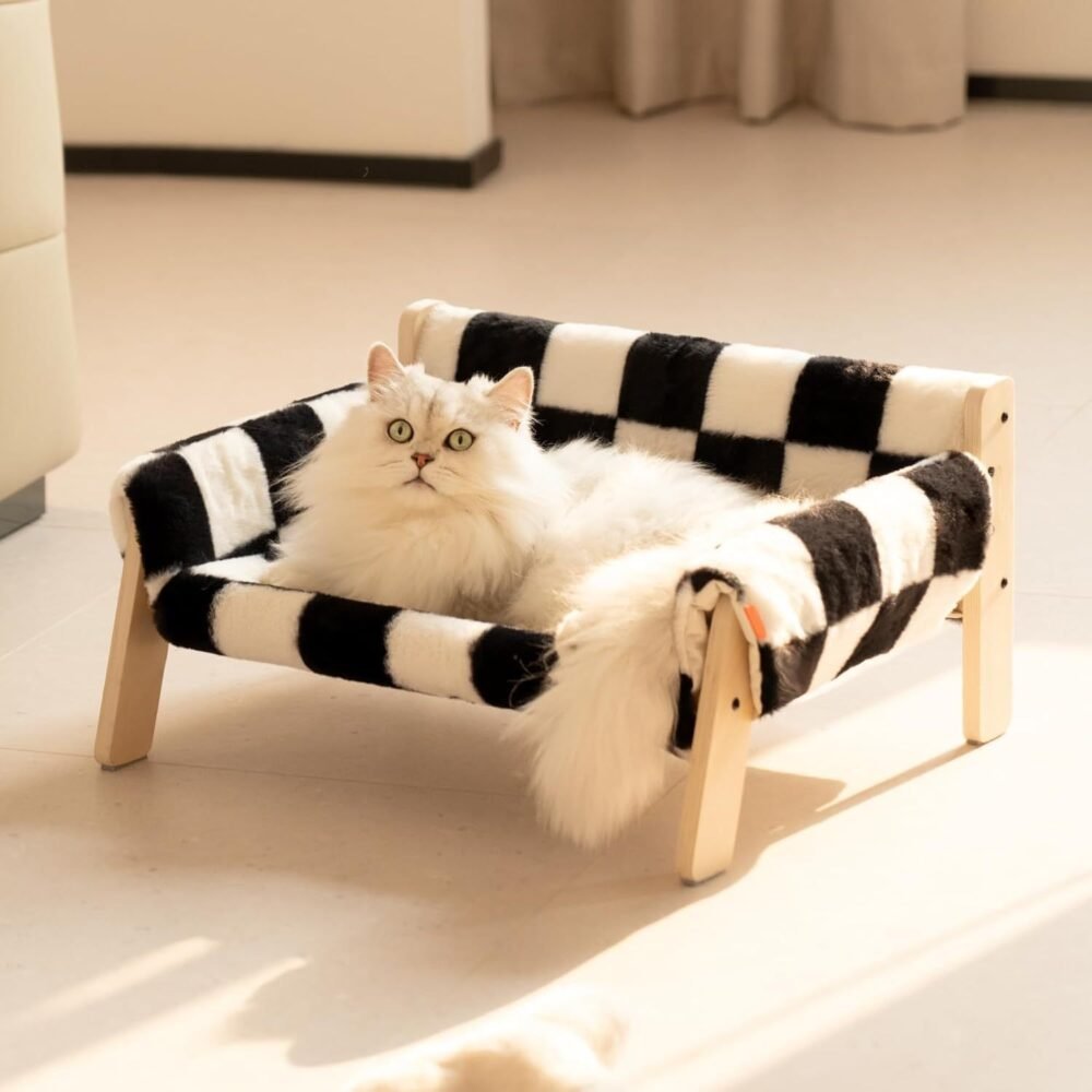Raised Cat Bed – Sturdy Wooden Leg Sofa with Removable Washable Cover