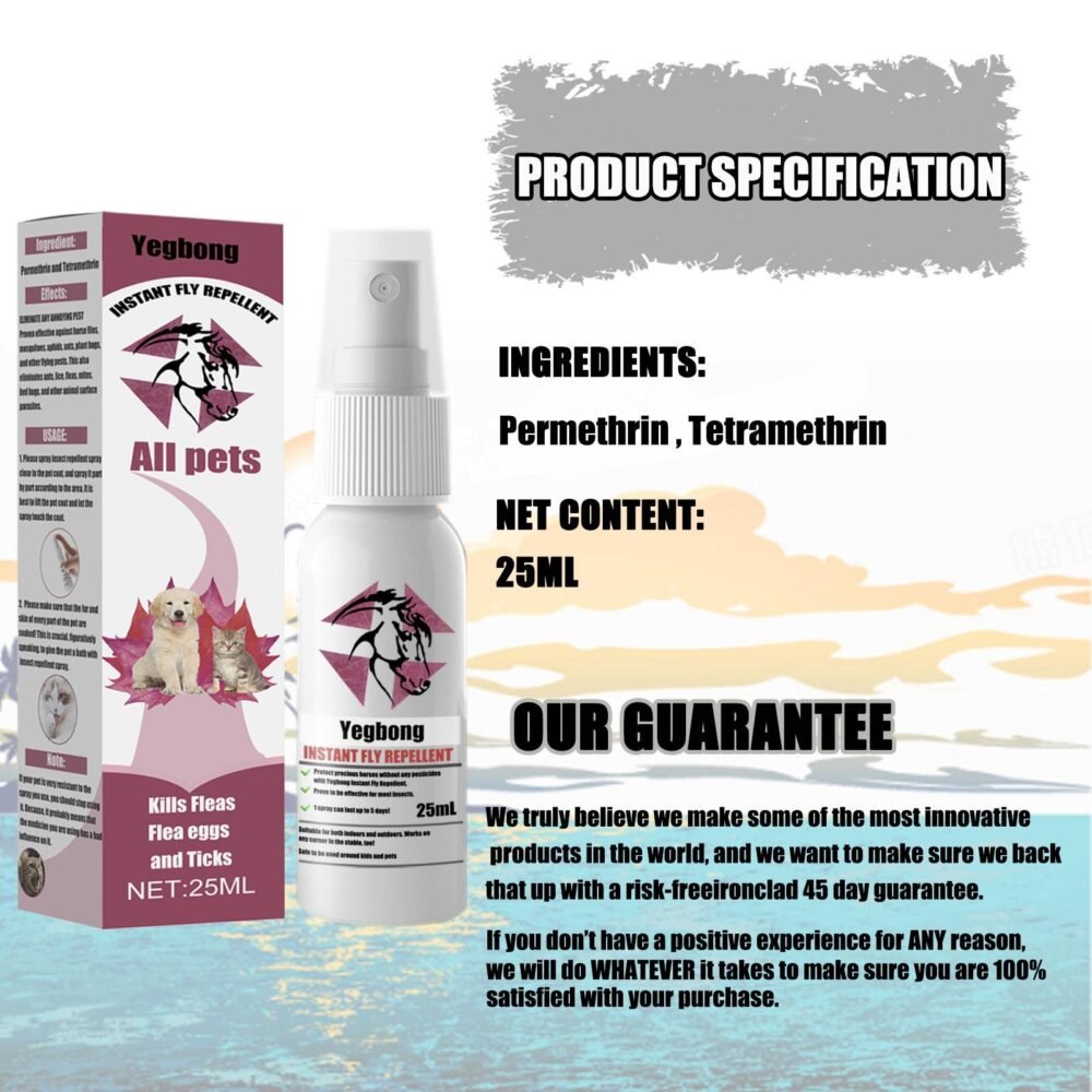 Yegebang Pet Deworming Spray – Natural Flea & Tick Removal, Anti-Itch Relief for Cats & Dogs - Image 3