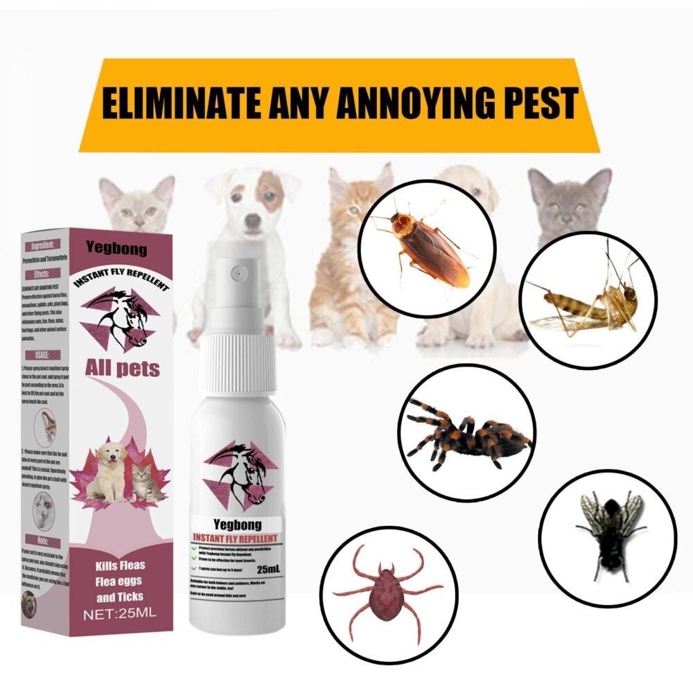 Yegebang Pet Deworming Spray – Natural Flea & Tick Removal, Anti-Itch Relief for Cats & Dogs - Image 4