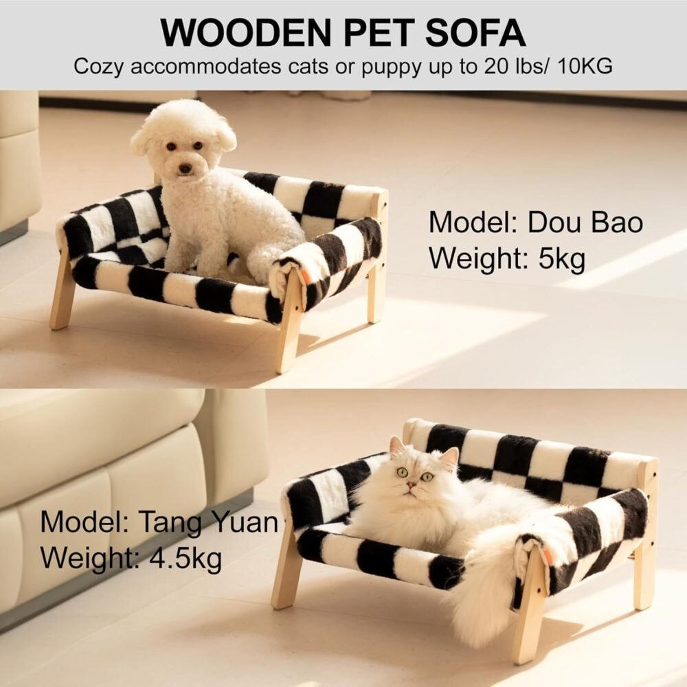 Raised Cat Bed – Sturdy Wooden Leg Sofa with Removable Washable Cover - Image 8