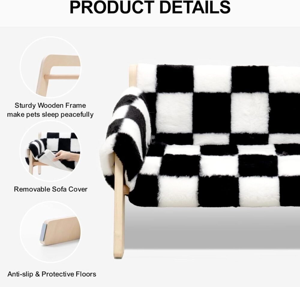 Raised Cat Bed – Sturdy Wooden Leg Sofa with Removable Washable Cover - Image 2