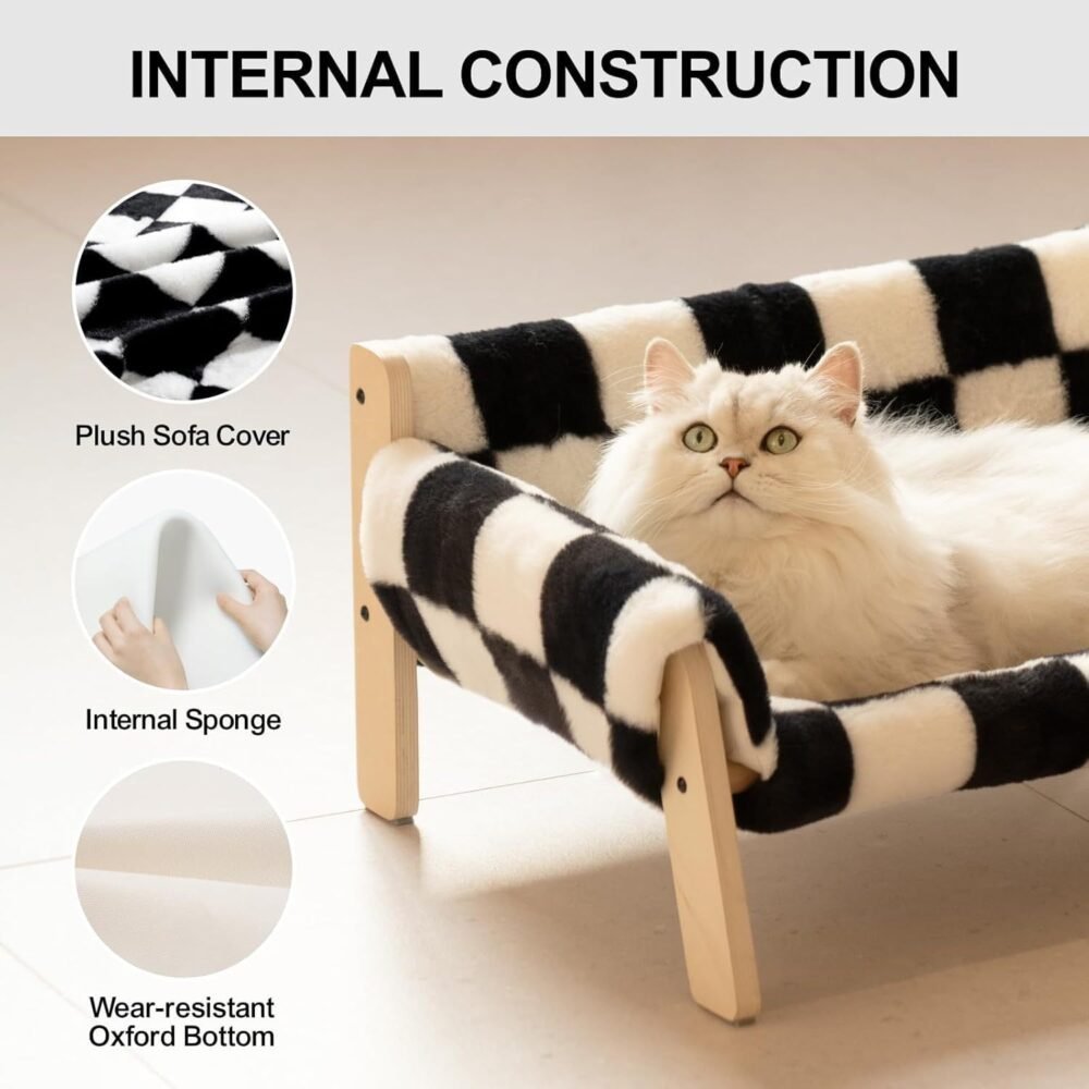 Raised Cat Bed – Sturdy Wooden Leg Sofa with Removable Washable Cover - Image 3