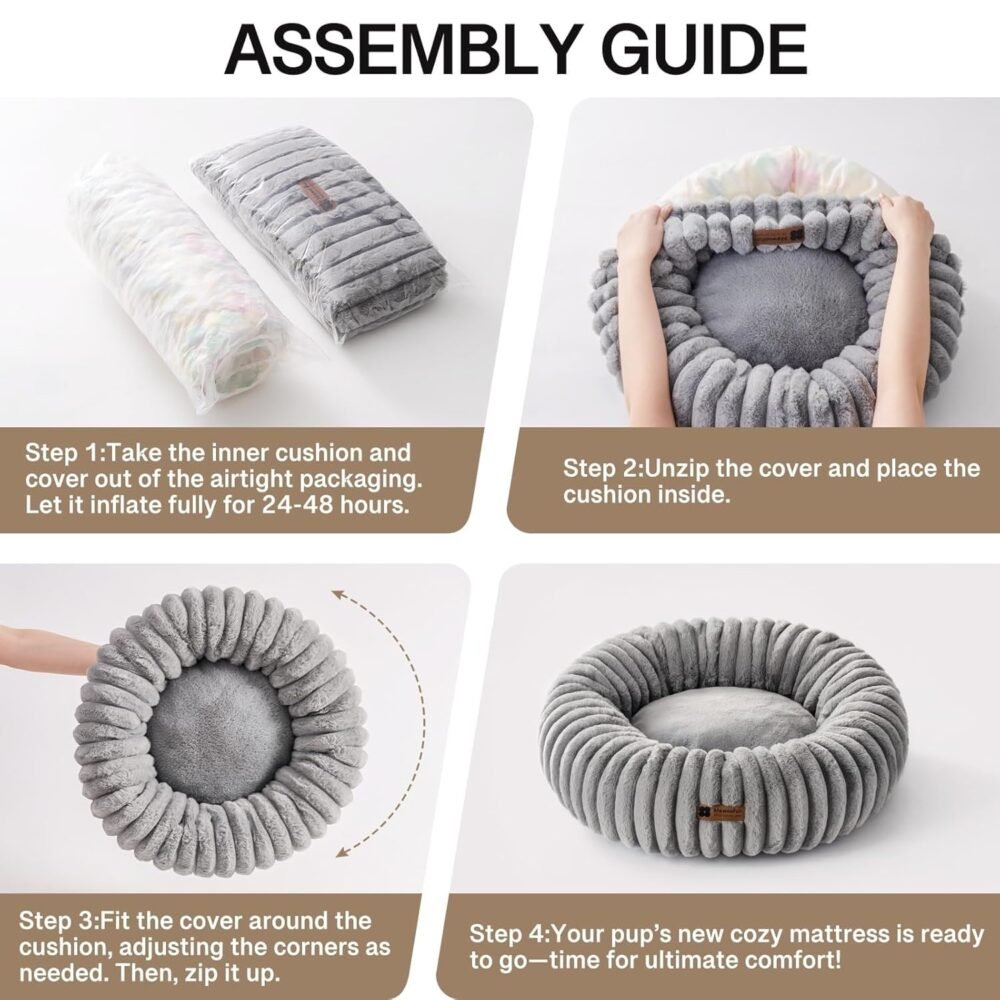 Donut Cat Bed – Washable Fluffy Round Bed for Cats & Puppies - Image 6
