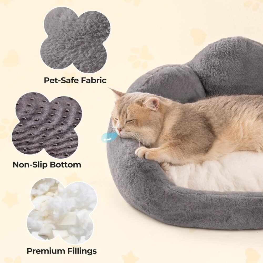 Fluffy Pet Bed – Washable Cat & Small Dog Sofa Bed with Non-Slip Bottom - Image 6