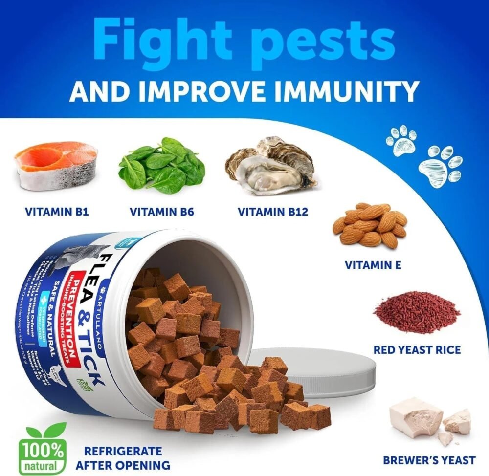 Flea Treatment For Cats – Natural Tick Prevention Chewable Supplement (135 Soft Chews) - Image 2
