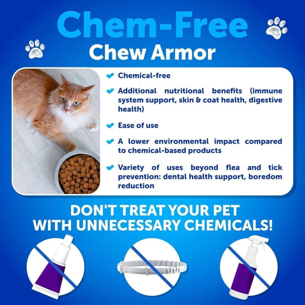 Flea Treatment For Cats – Natural Tick Prevention Chewable Supplement (135 Soft Chews) - Image 6