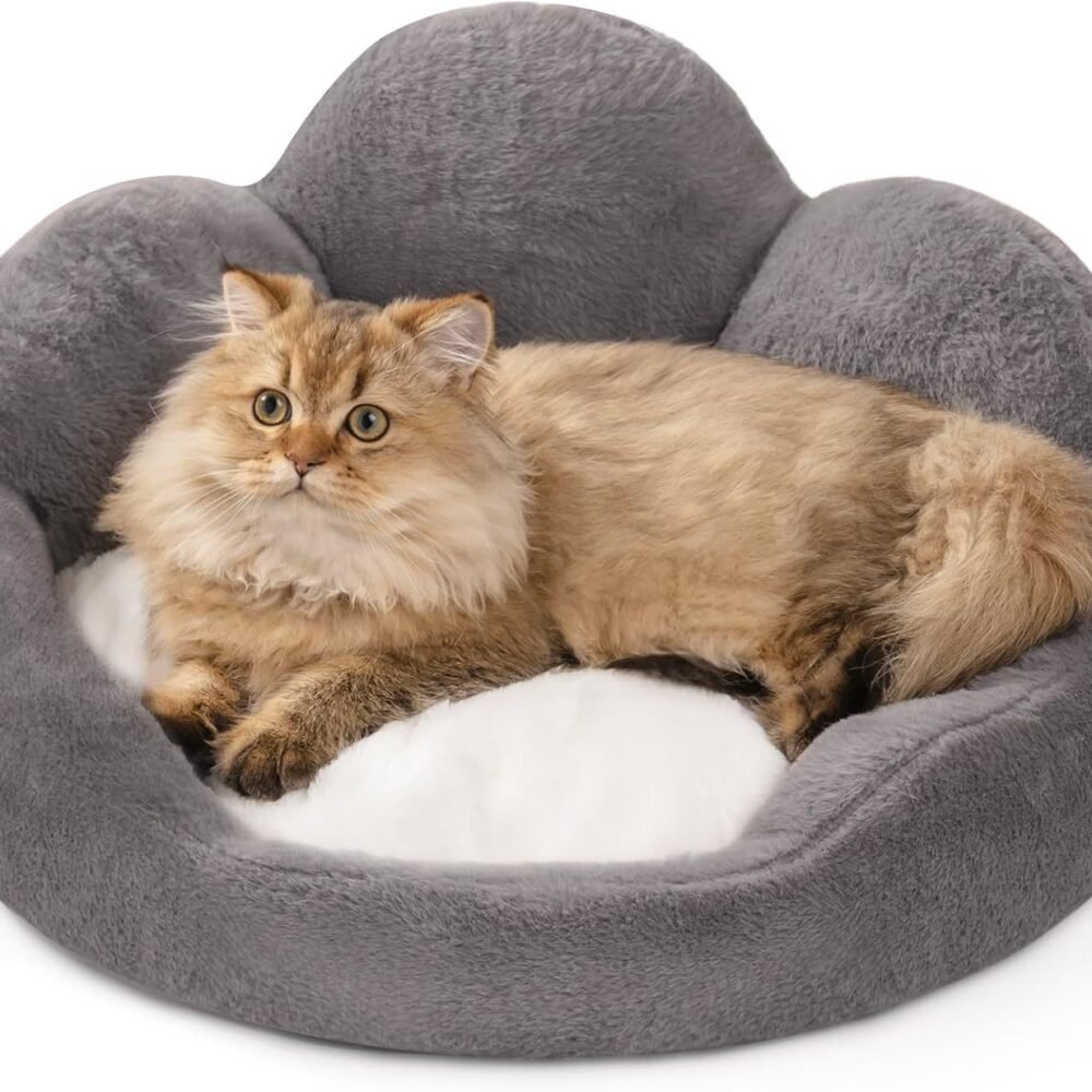 Fluffy Pet Bed – Washable Cat & Small Dog Sofa Bed with Non-Slip Bottom