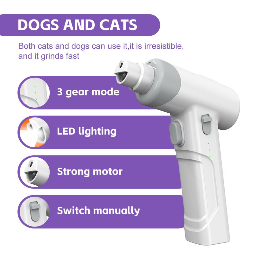 Pet Nail Clippers – USB Rechargeable Dog & Cat Claw Trimmer with LED Light and Safety Guard - Image 6