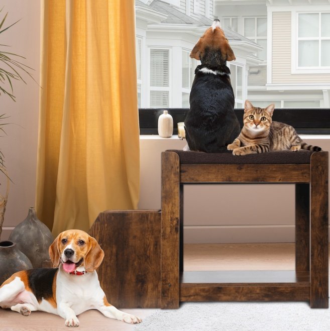 Pet Bunk Bed – Multi-Level Bed with Removable Step for Dogs & Cats