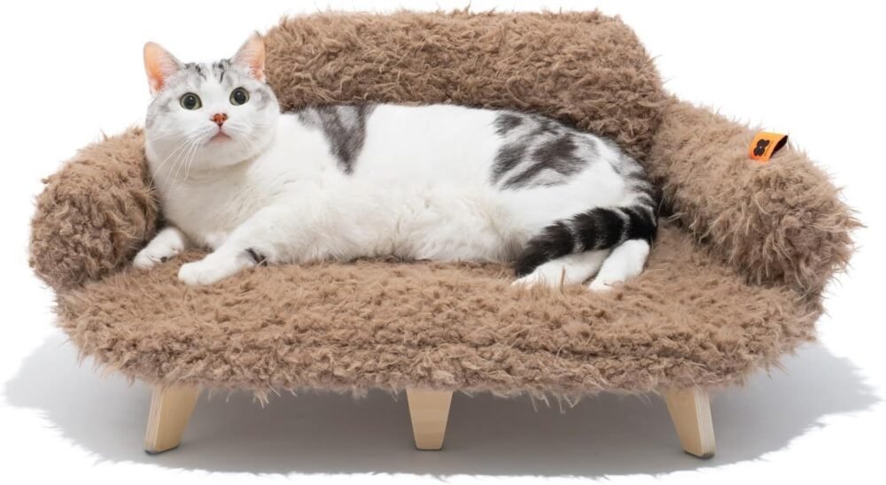 Elevated Cat Bed – Wooden Pet Sofa with Washable Cover for Cats & Small Dogs - Image 8
