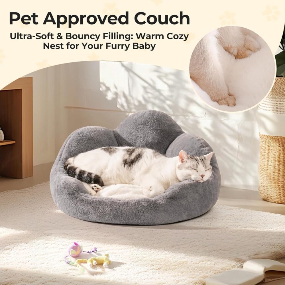 Fluffy Pet Bed – Washable Cat & Small Dog Sofa Bed with Non-Slip Bottom - Image 4