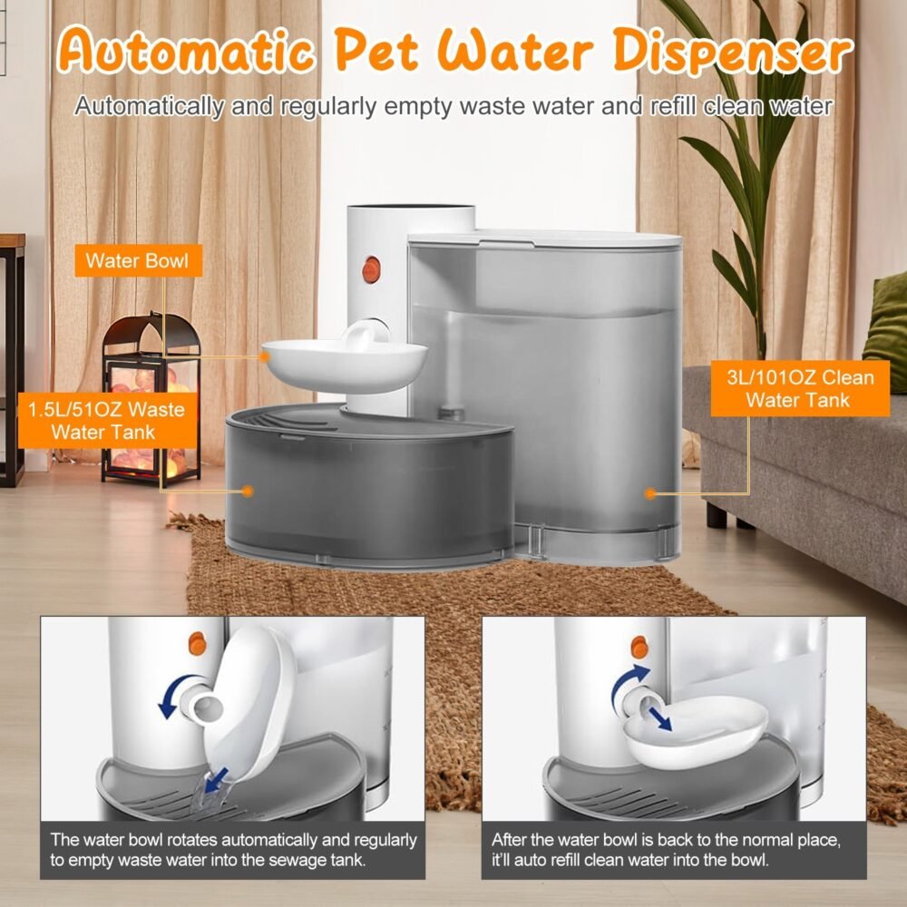 1Pc Smart Pet Water Fountain Automatic Cat Water Dispenser 3L Cordless Rechargeable Dog Water Fountain Self-Refill With 3 Adjustable Volume 3 Time Intervals Touch Control - Image 5