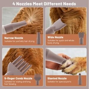 Dog Hair Dryer Ionic Pet Blower with Adjustable Temperature